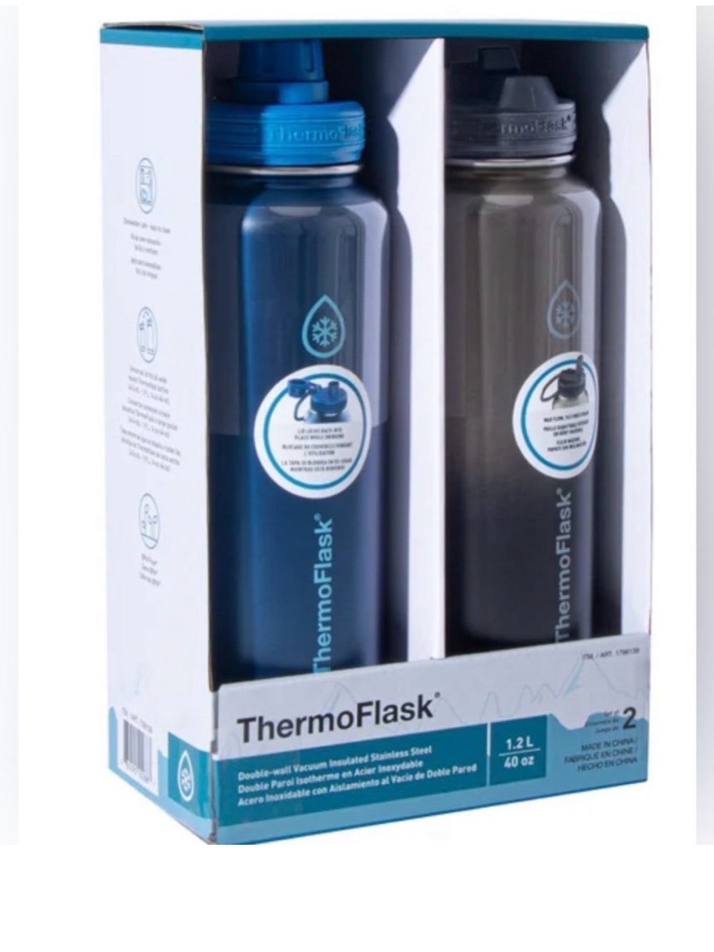 ThermoFlask 40oz. Insulated Stainless Steel, 2-pack new in box